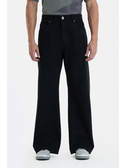 Snitch - Black Solid/Plain Flared Jeans