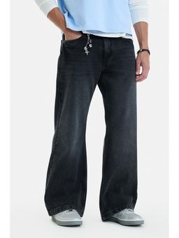 Snitch - Black Solid/Plain Flared Jeans