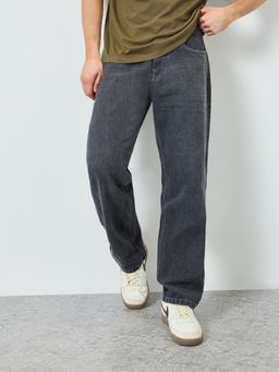 Styli - Grey Solid/Plain Relaxed Jeans