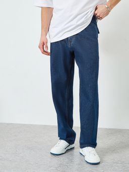 Styli - Blue Solid/Plain Loose Jeans