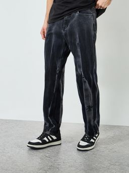 Styli - Black Solid/Plain Loose Jeans