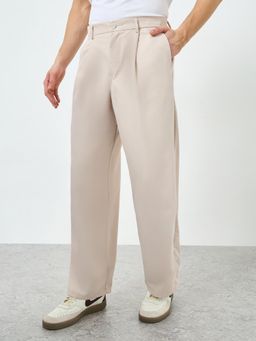 Styli - Cream Solid/Plain Comfortable Trouser