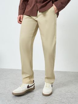 Styli - Beige Solid/Plain Regular Joggers