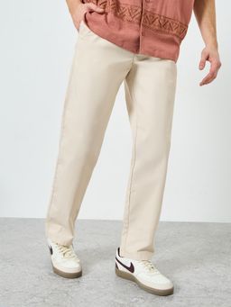 Styli - Beige Solid/Plain Relaxed Trouser
