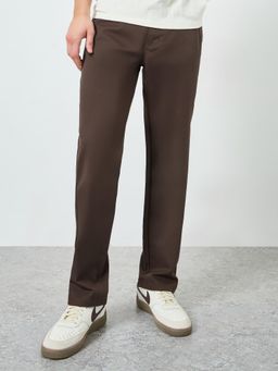 Styli - Brown Solid/Plain Relaxed Trouser