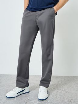 Styli - Grey Solid/Plain Relaxed Trouser