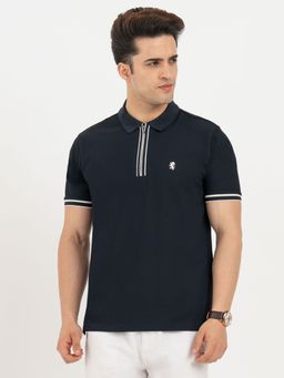 Red Tape - Navy Blue Textured Regular Polo T-Shirt