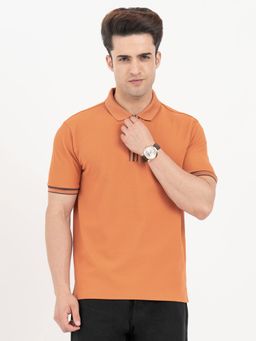 Red Tape - Orange Textured Regular Polo T-Shirt