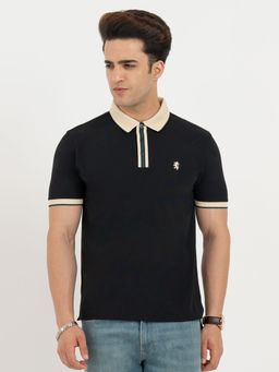 Red Tape - Black Textured Regular Polo T-Shirt