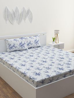 Home Affairs - Blue 210 Tc Bedsheet with 2 Pillow Covers