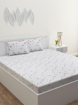 Home Affairs - Pink Floral 210 Tc Bedsheet with 2 Pillow Covers