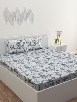 Home Affairs - Grey 210 Tc Bedsheet with 2 Pillow Covers