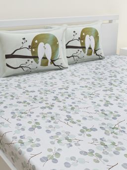 Home Affairs - White 144 Tc Bedsheet with 2 Pillow Covers (Queen)