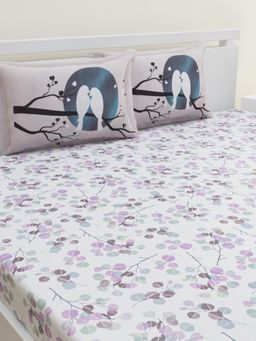 Home Affairs - Purple 144 Tc Bedsheet with 2 Pillow Covers (King)