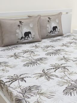 Home Affairs - Grey 144 Tc Bedsheet with 2 Pillow Covers