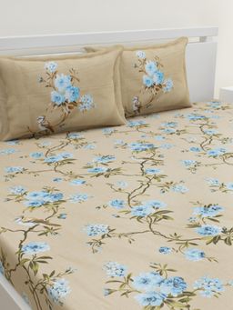 Home Affairs - Beige 144 Tc Bedsheet with 2 Pillow Covers