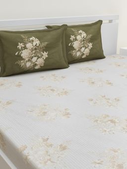 Home Affairs - Olive 144 Tc Bedsheet with 2 Pillow Covers