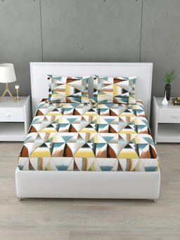 Home Affairs - Multi-Color Geometric 160 Tc Bedsheet with 2 Pillow Covers