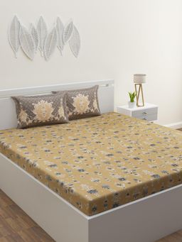 Home Affairs - Khaki 220 Tc Bedsheet with 2 Pillow Covers