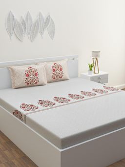 Home Affairs - Ethnic Red 220 Tc Bedsheet with 2 Pillow Covers