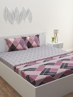 Home Affairs - Geometric Grey 220 Tc Bedsheet with 2 Pillow Covers