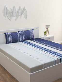 Home Affairs - Navy Blue 220 Tc Bedsheet with 2 Pillow Covers
