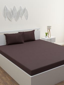 Home Affairs - Brown 300 Tc Bedsheet with 2 Pillow Covers