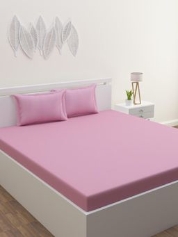Home Affairs - Pink 300 Tc Bedsheet with 2 Pillow Covers