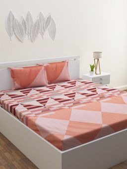 Home Affairs - Geometric Multi-Color 250 Tc Bedsheet with 2 Pillow Covers