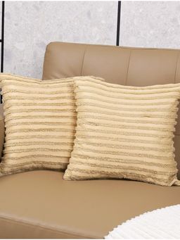 Saral Home - Beige Axis Stripe Cushion Cover (Pack Of 2)
