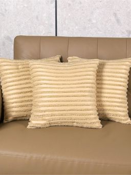 Saral Home - Beige Axis Stripe Cushion Cover (Pack Of 3)
