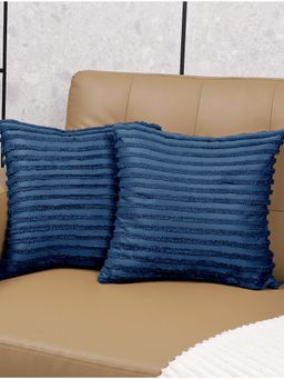 Saral Home - Navy Blue Axis Stripe Cushion Cover (Pack Of 2)