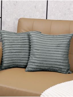 Saral Home - Dark Grey Axis Stripe Cushion Cover (Pack Of 2)