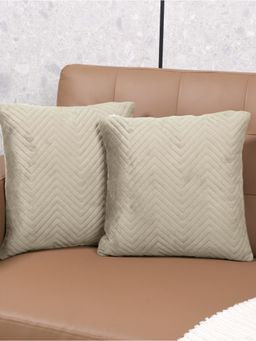 Saral Home - Silver Chevron Velvet Cushion Cover (Pack Of 2)