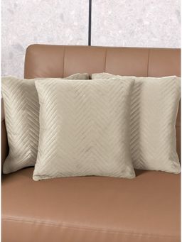 Saral Home - Silver Chevron Velvet Cushion Cover (Pack Of 3)