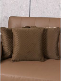 Saral Home - Brown Chevron Velvet Cushion Cover (Pack Of 3)