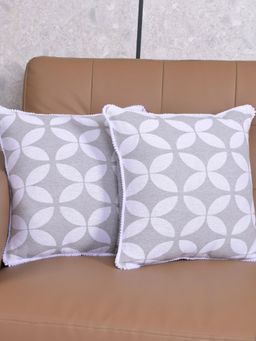 Saral Home - Grey Dhadki Floral Cotton Cushion Covers (Pack Of 2)