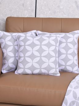 Saral Home - Grey Dhadki Floral Cotton Cushion Covers (Pack Of 3)