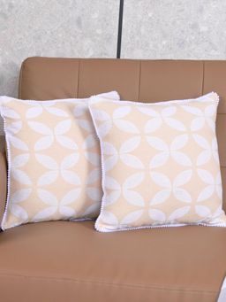 Saral Home - Ivory Dhadki Floral Cotton Cushion Covers (Pack Of 2)