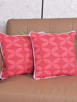 Saral Home - Pink Dhadki Floral Cotton Cushion Covers (Pack Of 2)