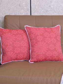 Saral Home - Pink Chitki Floral Cotton Cushion Covers (Pack Of 2)
