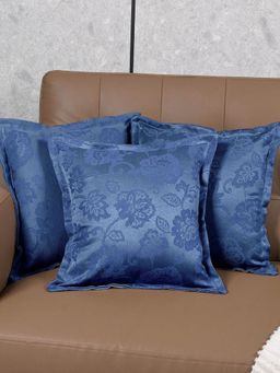 Saral Home - Blue Jardin Floral Cotton Cushion Cover (Pack Of 3)