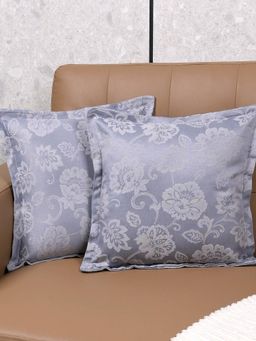 Saral Home - Grey Jardin Floral Cotton Cushion Cover (Pack Of 2)