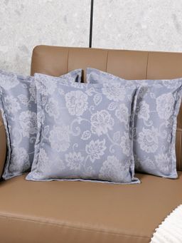 Saral Home - Grey Jardin Floral Cotton Cushion Cover (Pack Of 3)