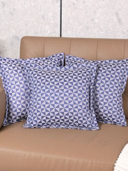 Saral Home - Blue Firki Damask Cotton Cushion Cover (Pack Of 3)