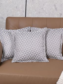 Saral Home - Grey Firki Damask Cotton Cushion Cover (Pack Of 3)