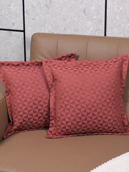 Saral Home - Pink Firki Damask Cotton Cushion Cover (Pack Of 2)
