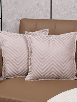 Saral Home - Mauve Chevron Damask Cotton Cushion Cover (Pack Of 2)