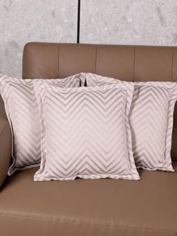 Saral Home - Mauve Chevron Damask Cotton Cushion Cover (Pack Of 3)