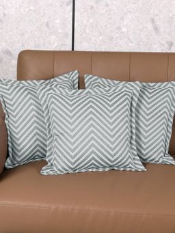 Saral Home - Grey Chevron Damask Cotton Cushion Cover (Pack Of 3)